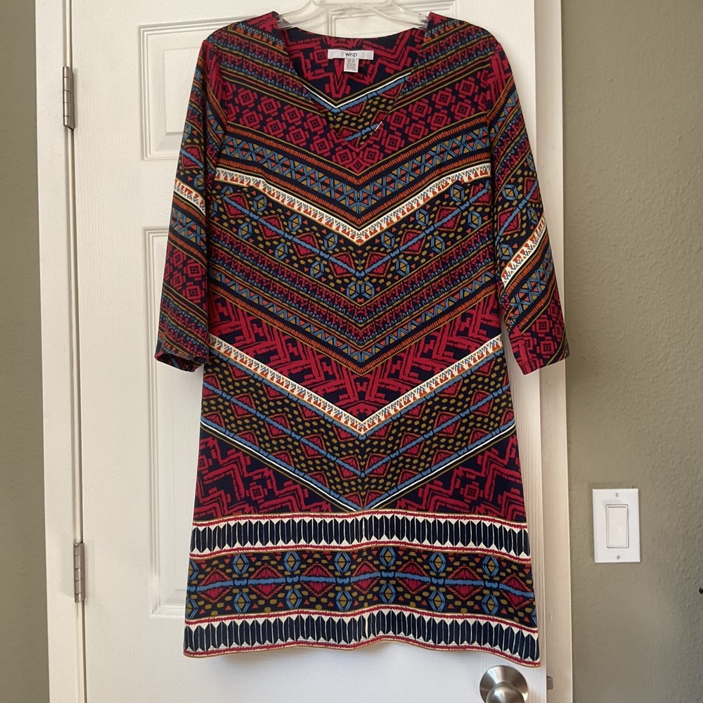 Vibrant Long Sleeve Patterned Dress by Whisp